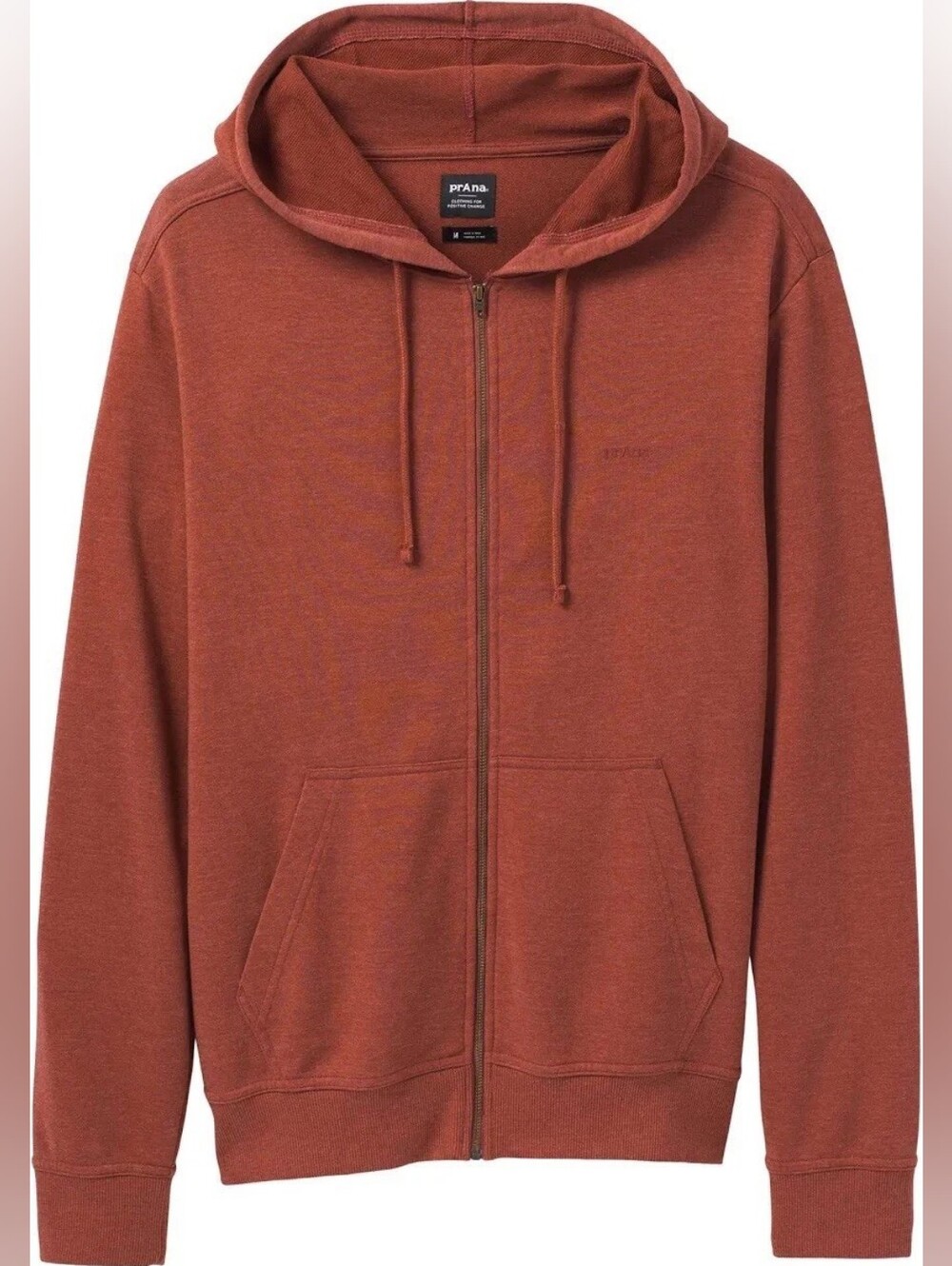 NWOT PrAna Vintage Terry Rust Full Zip Men's Hoodie Jacket Organic Cotton Small